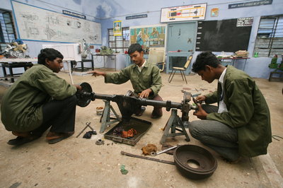 Workshop Training to become a car mechanic in the South Indian State of Andhra Pradesh.